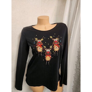 Christmas Reindeer Shirt Womens Size Medium Ugly